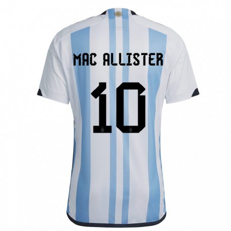 Kandiny Enfant Maillot Argentine Alexis Mac Allister #10 Blanc Bleu Ciel Tenues Domicile 22-24 T-shirt