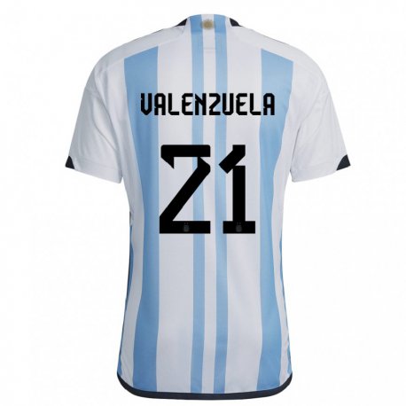 Kandiny Enfant Maillot Argentine Fernando Valenzuela #21 Blanc Bleu Ciel Tenues Domicile 22-24 T-shirt