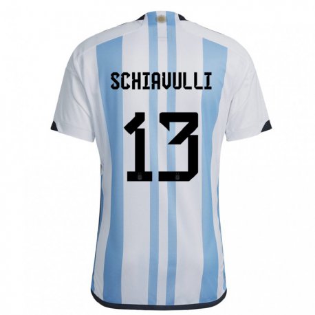 Kandiny Enfant Maillot Argentine Thiago Schiavulli #13 Blanc Bleu Ciel Tenues Domicile 22-24 T-shirt