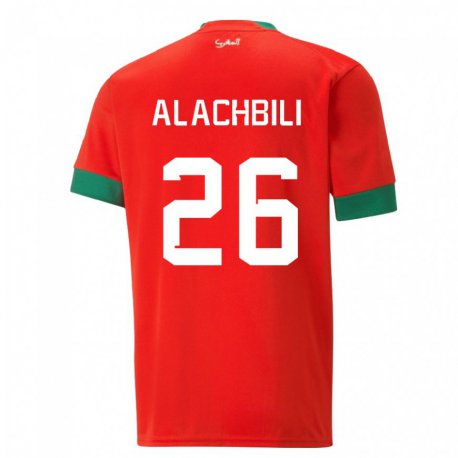 Kandiny Enfant Maillot Maroc Taha Alachbili #26 Rouge Tenues Domicile 22-24 T-shirt