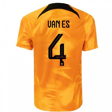 Kandiny Enfant Maillot Pays-bas Kika Van Es #4 Orange Laser Tenues Domicile 22-24 T-shirt