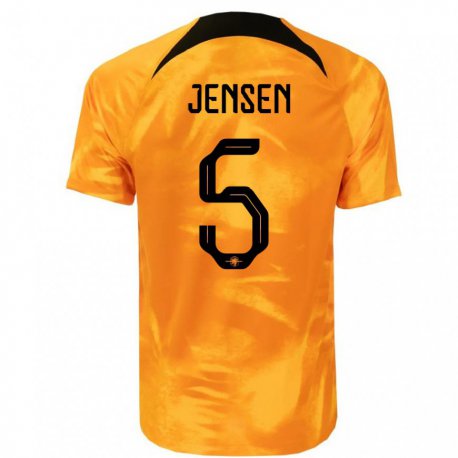 Kandiny Enfant Maillot Pays-bas Koen Jensen #5 Orange Laser Tenues Domicile 22-24 T-shirt