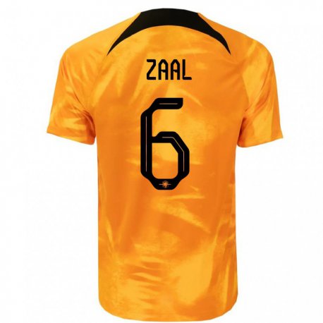 Kandiny Enfant Maillot Pays-bas Timo Zaal #6 Orange Laser Tenues Domicile 22-24 T-shirt