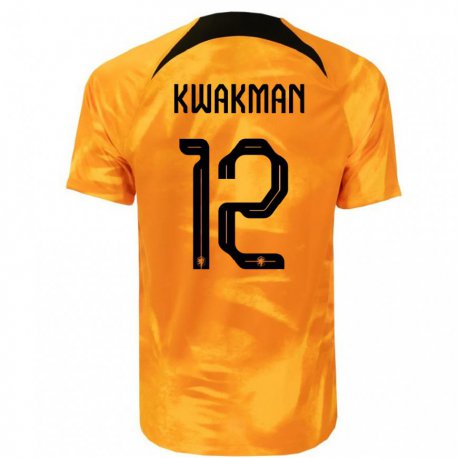 Kandiny Enfant Maillot Pays-bas Dave Kwakman #12 Orange Laser Tenues Domicile 22-24 T-shirt