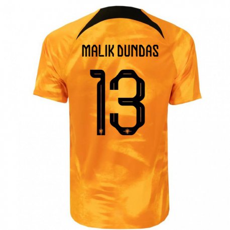 Kandiny Enfant Maillot Pays-bas Noa Malik Dundas #13 Orange Laser Tenues Domicile 22-24 T-shirt