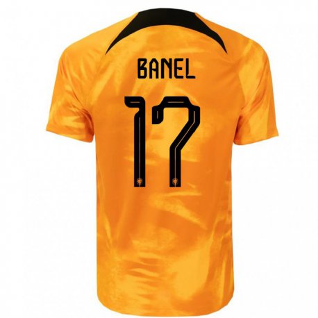 Kandiny Enfant Maillot Pays-bas Jaydon Banel #17 Orange Laser Tenues Domicile 22-24 T-shirt