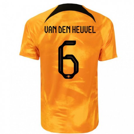 Kandiny Enfant Maillot Pays-bas Tim Van Den Heuvel #6 Orange Laser Tenues Domicile 22-24 T-shirt
