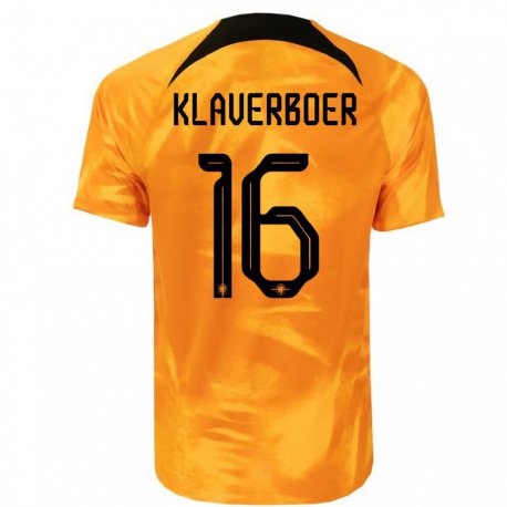 Kandiny Enfant Maillot Pays-bas Bernt Klaverboer #16 Orange Laser Tenues Domicile 22-24 T-shirt