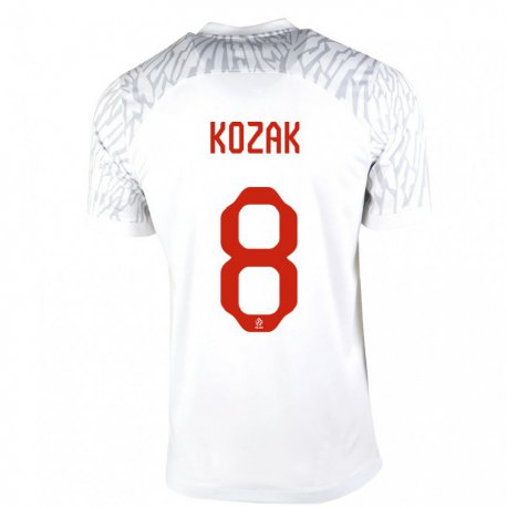 Kandiny Enfant Maillot Pologne Kinga Kozak #8 Blanc Tenues Domicile 22-24 T-shirt