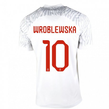 Kandiny Enfant Maillot Pologne Joanna Wroblewska #10 Blanc Tenues Domicile 22-24 T-shirt