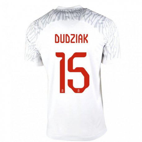 Kandiny Enfant Maillot Pologne Aleksandra Dudziak #15 Blanc Tenues Domicile 22-24 T-shirt
