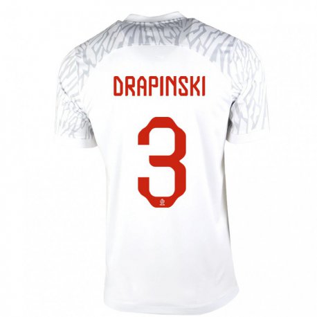 Kandiny Enfant Maillot Pologne Igor Drapinski #3 Blanc Tenues Domicile 22-24 T-shirt