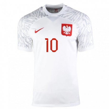 Kandiny Enfant Maillot Pologne Kacper Urbanski #10 Blanc Tenues Domicile 22-24 T-shirt