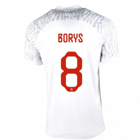 Kandiny Enfant Maillot Pologne Karol Borys #8 Blanc Tenues Domicile 22-24 T-shirt