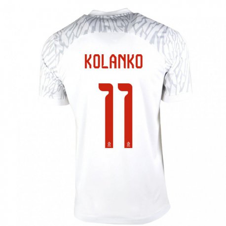 Kandiny Enfant Maillot Pologne Krzysztof Kolanko #11 Blanc Tenues Domicile 22-24 T-shirt