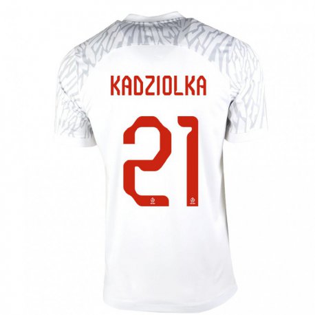 Kandiny Enfant Maillot Pologne Szymon Kadziolka #21 Blanc Tenues Domicile 22-24 T-shirt