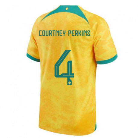 Kandiny Enfant Maillot Australie Jordan Courtney Perkins #4 Doré Tenues Domicile 22-24 T-shirt