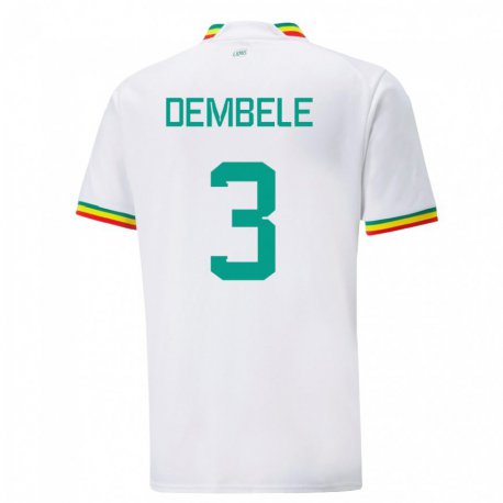 Kandiny Enfant Maillot Sénégal Anta Dembele #3 Blanc Tenues Domicile 22-24 T-shirt