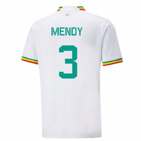 Kandiny Enfant Maillot Sénégal Formose Mendy #3 Blanc Tenues Domicile 22-24 T-shirt