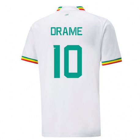 Kandiny Enfant Maillot Sénégal Ibrahima Drame #10 Blanc Tenues Domicile 22-24 T-shirt