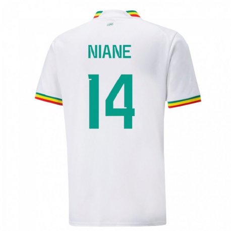 Kandiny Enfant Maillot Sénégal Ibrahima Niane #14 Blanc Tenues Domicile 22-24 T-shirt