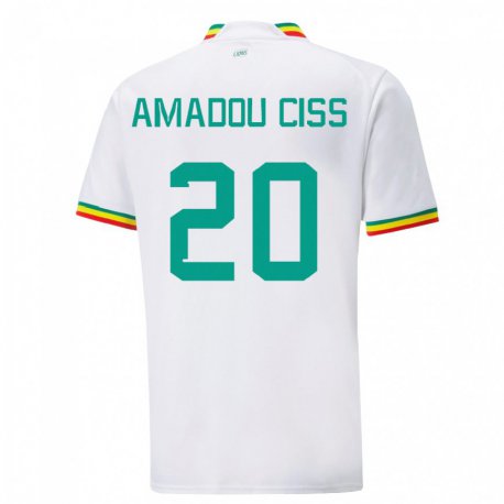 Kandiny Enfant Maillot Sénégal Amadou Ciss #20 Blanc Tenues Domicile 22-24 T-shirt