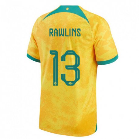 Kandiny Enfant Maillot Australie Joshua Rawlins #13 Doré Tenues Domicile 22-24 T-shirt