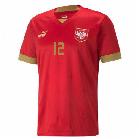 Kandiny Enfant Maillot Serbie Marko Copic #12 Rouge Tenues Domicile 22-24 T-shirt