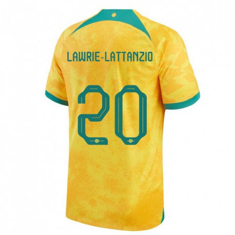 Kandiny Enfant Maillot Australie Luis Lawrie Lattanzio #20 Doré Tenues Domicile 22-24 T-shirt