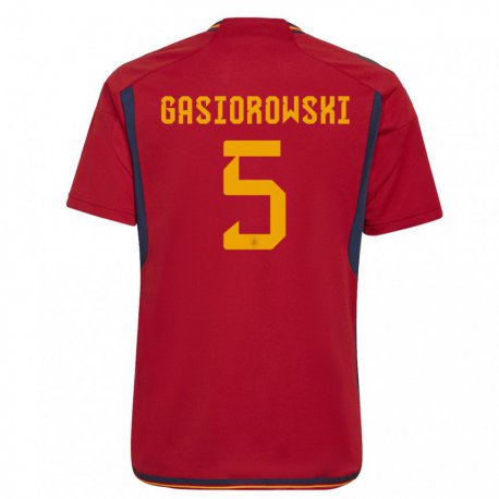 Kandiny Enfant Maillot Espagne Yarek Gasiorowski #5 Rouge Tenues Domicile 22-24 T-shirt