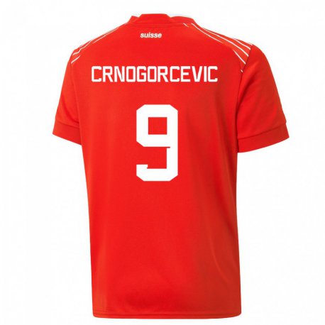 Kandiny Enfant Maillot Suisse Ana Maria Crnogorcevic #9 Rouge Tenues Domicile 22-24 T-shirt