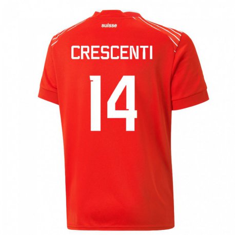Kandiny Enfant Maillot Suisse Federico Crescenti #14 Rouge Tenues Domicile 22-24 T-shirt