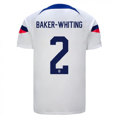 Kandiny Enfant Maillot États-unis Reed Baker Whiting #2 Blanc Tenues Domicile 22-24 T-shirt