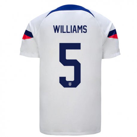 Kandiny Enfant Maillot États-unis Thomas Williams #5 Blanc Tenues Domicile 22-24 T-shirt