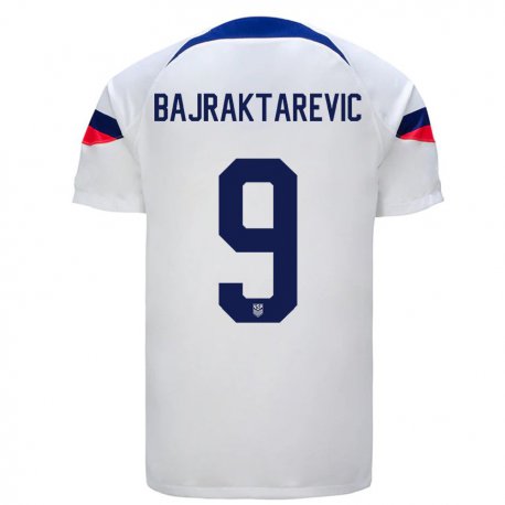 Kandiny Enfant Maillot États-unis Esmir Bajraktarevic #9 Blanc Tenues Domicile 22-24 T-shirt