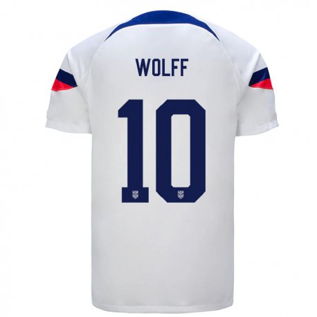 Kandiny Enfant Maillot États-unis Owen Wolff #10 Blanc Tenues Domicile 22-24 T-shirt