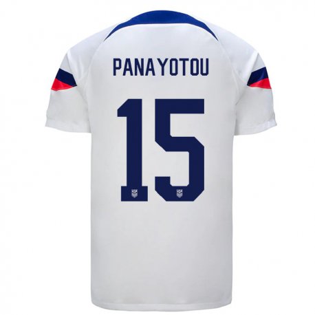 Kandiny Enfant Maillot États-unis Jack Panayotou #15 Blanc Tenues Domicile 22-24 T-shirt