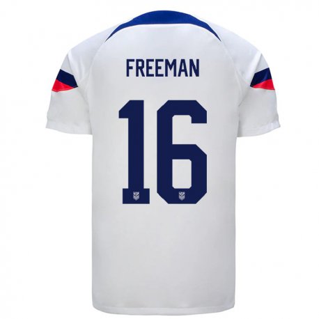 Kandiny Enfant Maillot États-unis Alex Freeman #16 Blanc Tenues Domicile 22-24 T-shirt