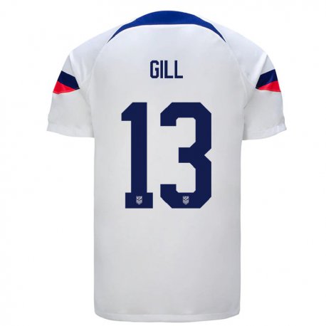 Kandiny Enfant Maillot États-unis Adrian Gill #13 Blanc Tenues Domicile 22-24 T-shirt