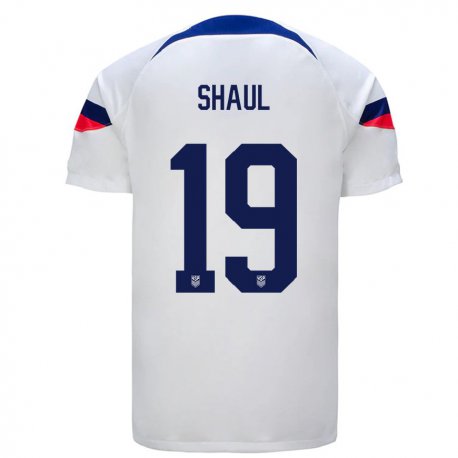 Kandiny Enfant Maillot États-unis Ian Shaul #19 Blanc Tenues Domicile 22-24 T-shirt