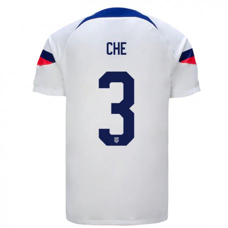 Kandiny Enfant Maillot États-unis Justin Che #3 Blanc Tenues Domicile 22-24 T-shirt