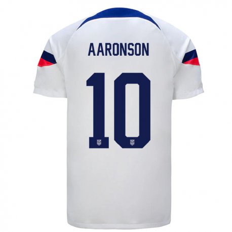 Kandiny Enfant Maillot États-unis Paxten Aaronson #10 Blanc Tenues Domicile 22-24 T-shirt