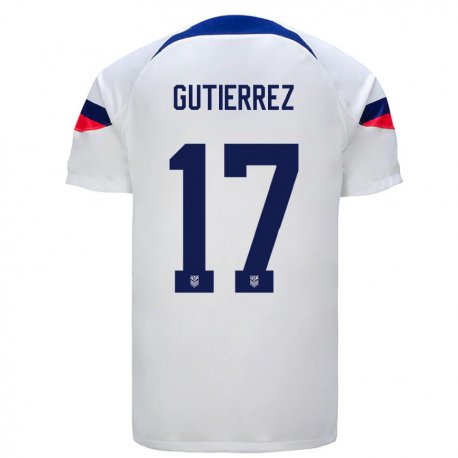 Kandiny Enfant Maillot États-unis Brian Gutierrez #17 Blanc Tenues Domicile 22-24 T-shirt