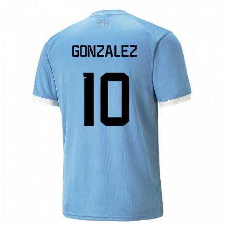 Kandiny Enfant Maillot Uruguay Franco Gonzalez #10 Bleu Tenues Domicile 22-24 T-shirt