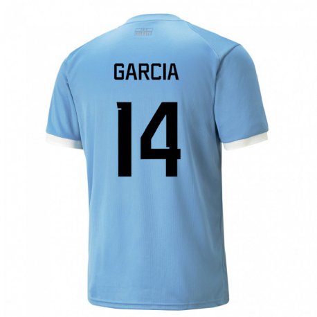 Kandiny Enfant Maillot Uruguay Damian Garcia #14 Bleu Tenues Domicile 22-24 T-shirt