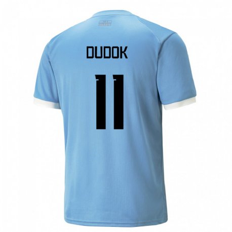 Kandiny Enfant Maillot Uruguay Rodrigo Dudok #11 Bleu Tenues Domicile 22-24 T-shirt