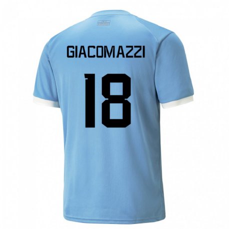 Kandiny Enfant Maillot Uruguay Sebastian Giacomazzi #18 Bleu Tenues Domicile 22-24 T-shirt