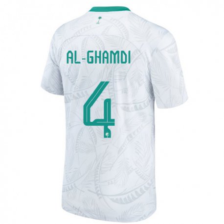 Kandiny Enfant Maillot Arabie Saoudite Talah Al Ghamdi #4 Blanc Tenues Domicile 22-24 T-shirt