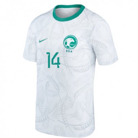 Kandiny Enfant Maillot Arabie Saoudite Al Bandari Mubarak #14 Blanc Tenues Domicile 22-24 T-shirt