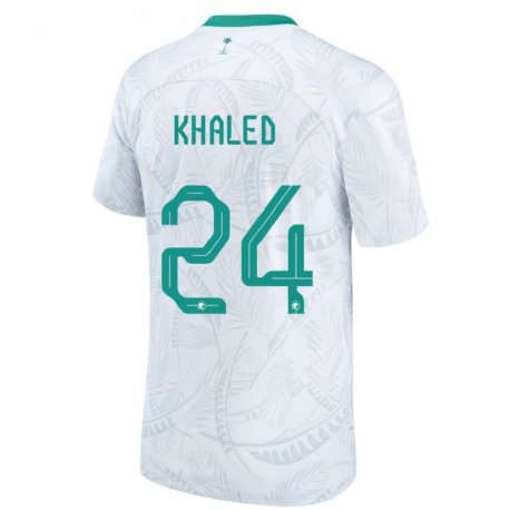 Kandiny Enfant Maillot Arabie Saoudite Atheer Khaled #24 Blanc Tenues Domicile 22-24 T-shirt